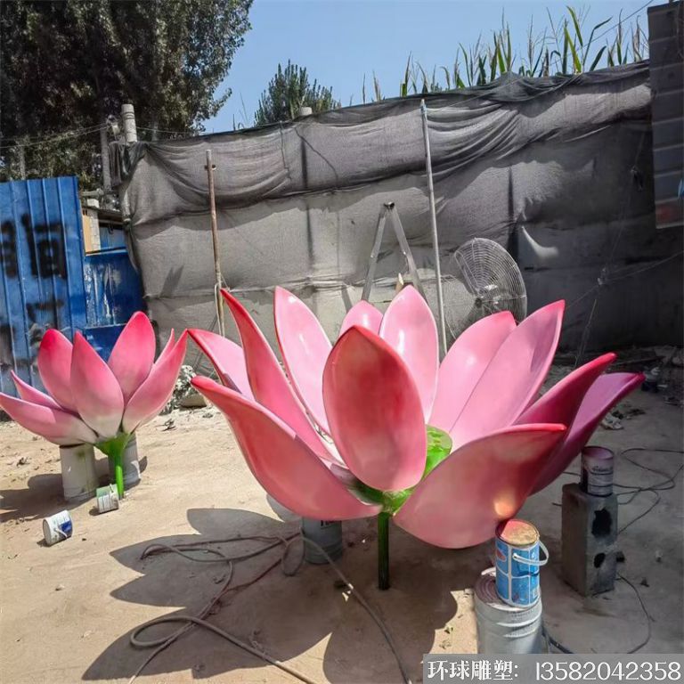 不锈钢仿真粉色荷花莲花雕塑,仿真水莲花1